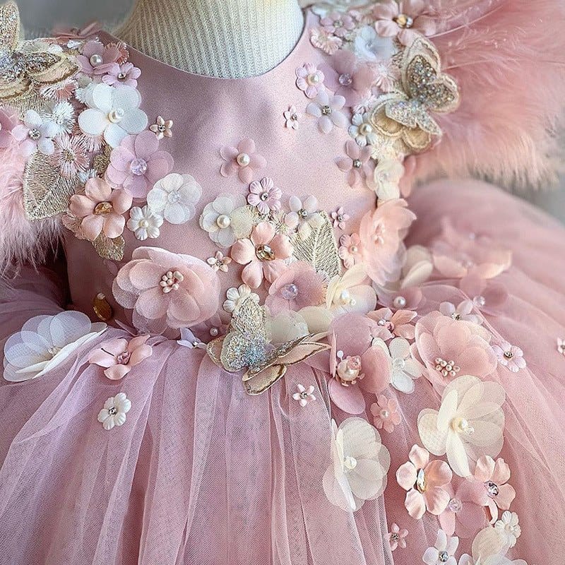 Girls Luxury Handmade Feather Dress Girls Luxury Handmade Feather Dress