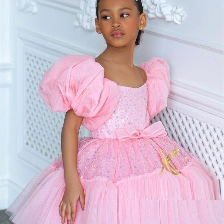 Little Girls Pink Childrens Bridesmaid Dresses Girls Tulle