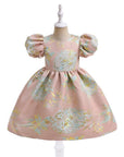 golden flower pink girl dress by Little Bedouin