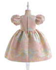 golden flower pink girl dress by Little Bedouin
