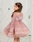 glitter girls dress, long sleeve dress for girls