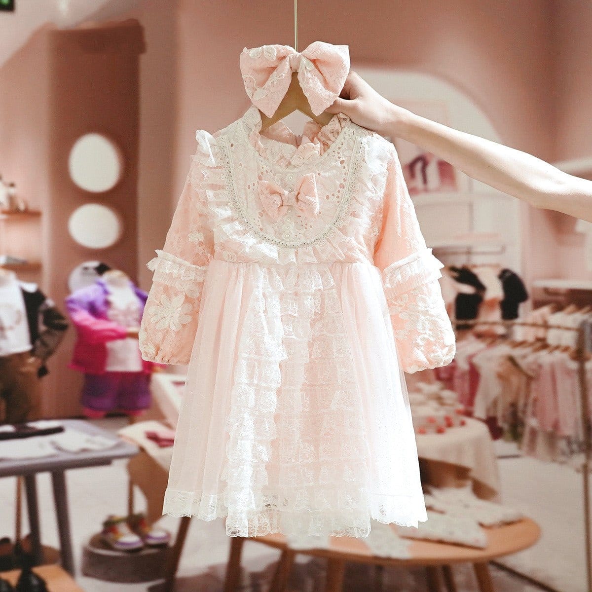 Victorian Classic Baby Girl Dress Pink / 110cm (4T) 3-4 Years Victorian Classic Baby Girl Dress Pink / 110cm (4T) 3-4 Years