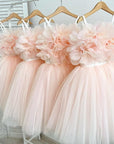 girls white puffy tulle wedding dress flower girl gown