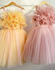 girls white puffy tulle wedding dress flower girl gown
