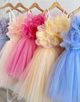 girls white puffy tulle wedding dress flower girl gown