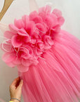 girls white puffy tulle wedding dress flower girl gown