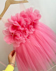 girls white puffy tulle wedding dress flower girl gown