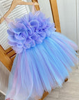girls white puffy tulle wedding dress flower girl gown