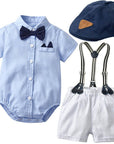 trendy romper suit is perfect for little boys, featuring a stylish blue color