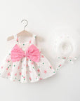 Summer New Baby Girl Print Bow Suspender Dress - LITTLE BEDOUIN