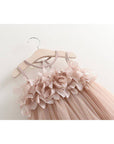 elegant beige baby girl dress for party and birthday and wedding dress فستان اطفال بنات راقي