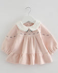 baby winter dress for little girl in pink color with detail, long sleeve
فستان بنات شتوي يومي