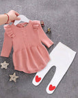 baby winter dress for little girl in pink color with detail, long sleeve
فستان بنات شتوي يومي