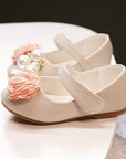 little girl shoes with flower for party and wedding white and pink shoes حذاء اطفال للحفلات و المناسبات