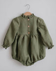 Long Sleeve Cotton Linen Romper - LITTLE BEDOUIN - baby dress فستان اطفال