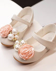 little girl shoes with flower for party and wedding white and pink shoes حذاء اطفال للحفلات و المناسبات