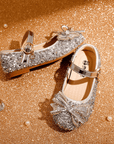 silver Glittering little girl baby shoes for party and wedding shoes