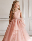 baby girl occasion dresses for special short sleeve pink color with detail فستان بنات اطفال راقي للحفلات و الاعياد