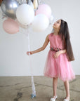 pink girl baby toddler dress for party ملابس فساتين اطفال للمناسبات