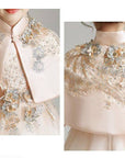 girls luxury champagne evening dress for weddings and formal events