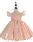 baby girl occasion dresses for special short sleeve pink color with detail فستان بنات اطفال راقي للحفلات و الاعياد