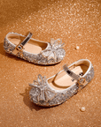 silver Glittering little girl baby shoes for party and wedding shoes
