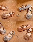 silver Glittering little girl baby shoes for party and wedding shoes