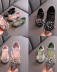 little girl toddler shoes for parties and birthday and wedding with gold pearl leather حذاء اطفال للحفلات