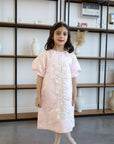 baby girl occasion dress for special short sleeve pink color with detail فستان بنات يومي راقي للحفلات و الاعياد