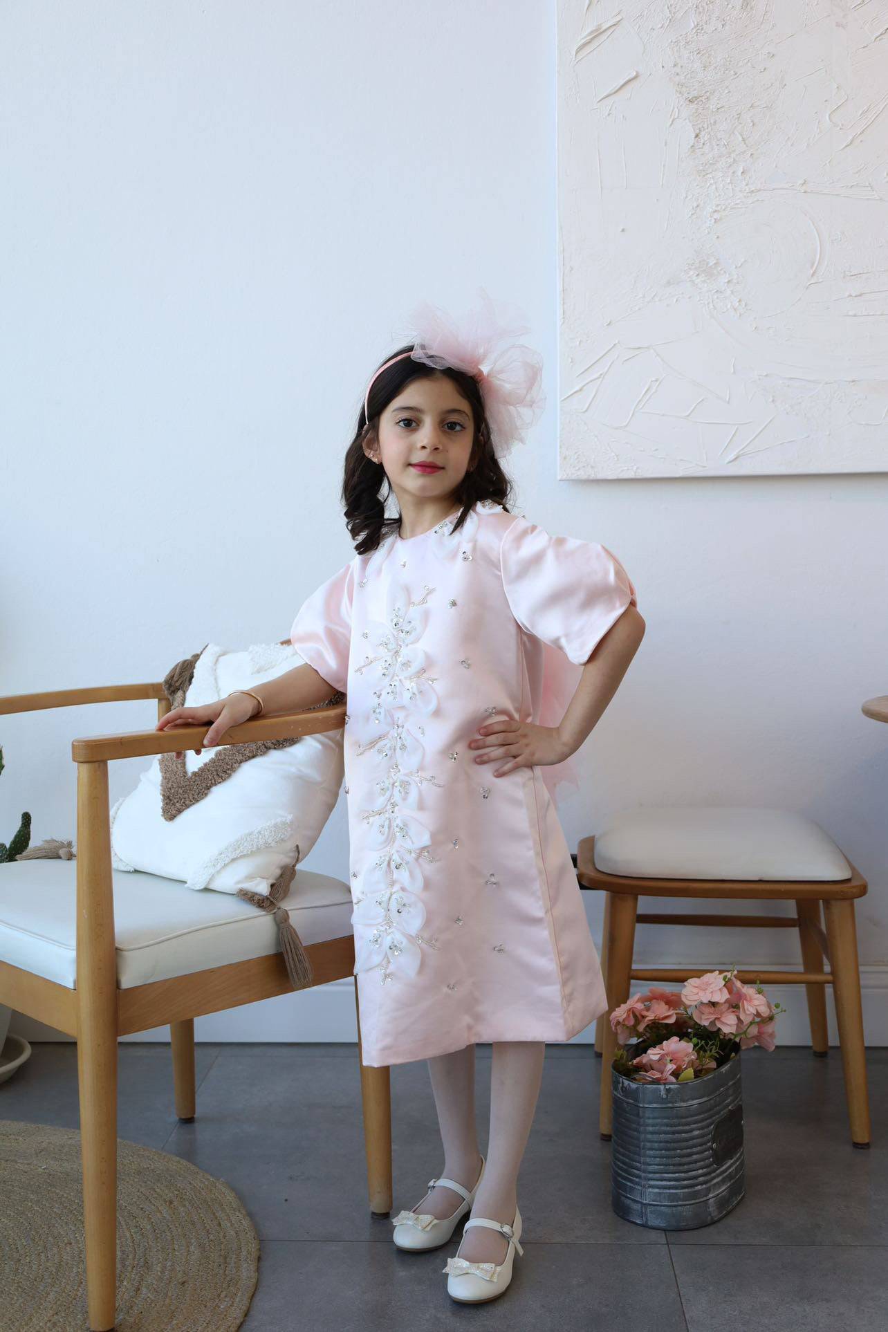 Girls Evening Party Dress | Pink & Green | Little Bedouin Light Green / 90cm (2T) 1-2 Years Girls Evening Party Dress | Pink & Green | Little Bedouin Light Green / 90cm (2T) 1-2 Years
