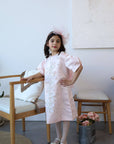 baby girl occasion dress for special short sleeve pink color with detail فستان بنات يومي راقي للحفلات و الاعياد