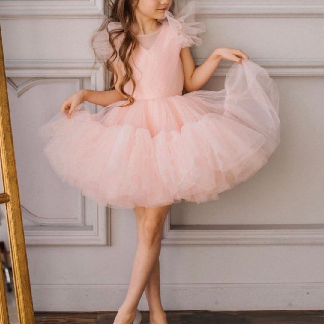 luxury tutu dresses Luxury kids dress girls Christening satin tutu paff dress flower girls Dress