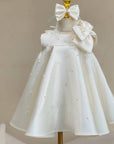 girl Dress in white, baby party dress فستان اطفال baby cloth