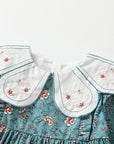 flowers blue collar girl dress by Little Bedouin