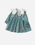 flowers blue collar girl dress by Little Bedouin
