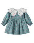 flowers blue collar girl dress by Little Bedouin