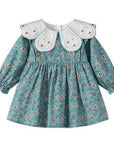 flowers blue collar girl dress by Little Bedouin