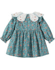 flowers blue collar girl dress by Little Bedouin