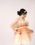 girls fluffy brown party dress for occasions and celebrations