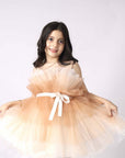 girls fluffy brown party dress for occasions and celebrations
