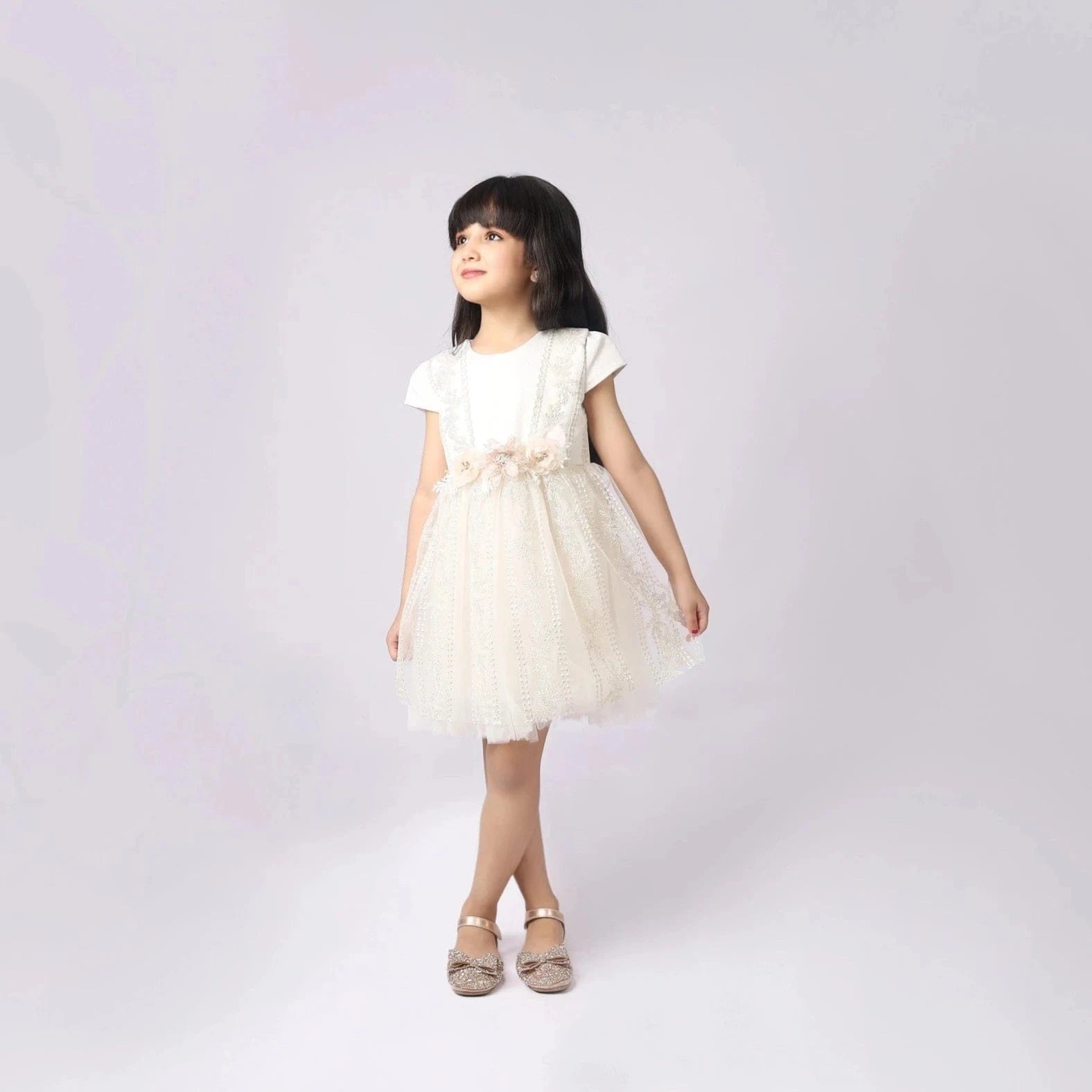 girls white party dress French White Girl Dress White / 5 Years