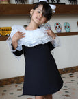 girls black vintage ruffle dress French inspired occasion wear