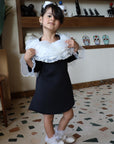 girls black vintage ruffle dress French inspired occasion wear