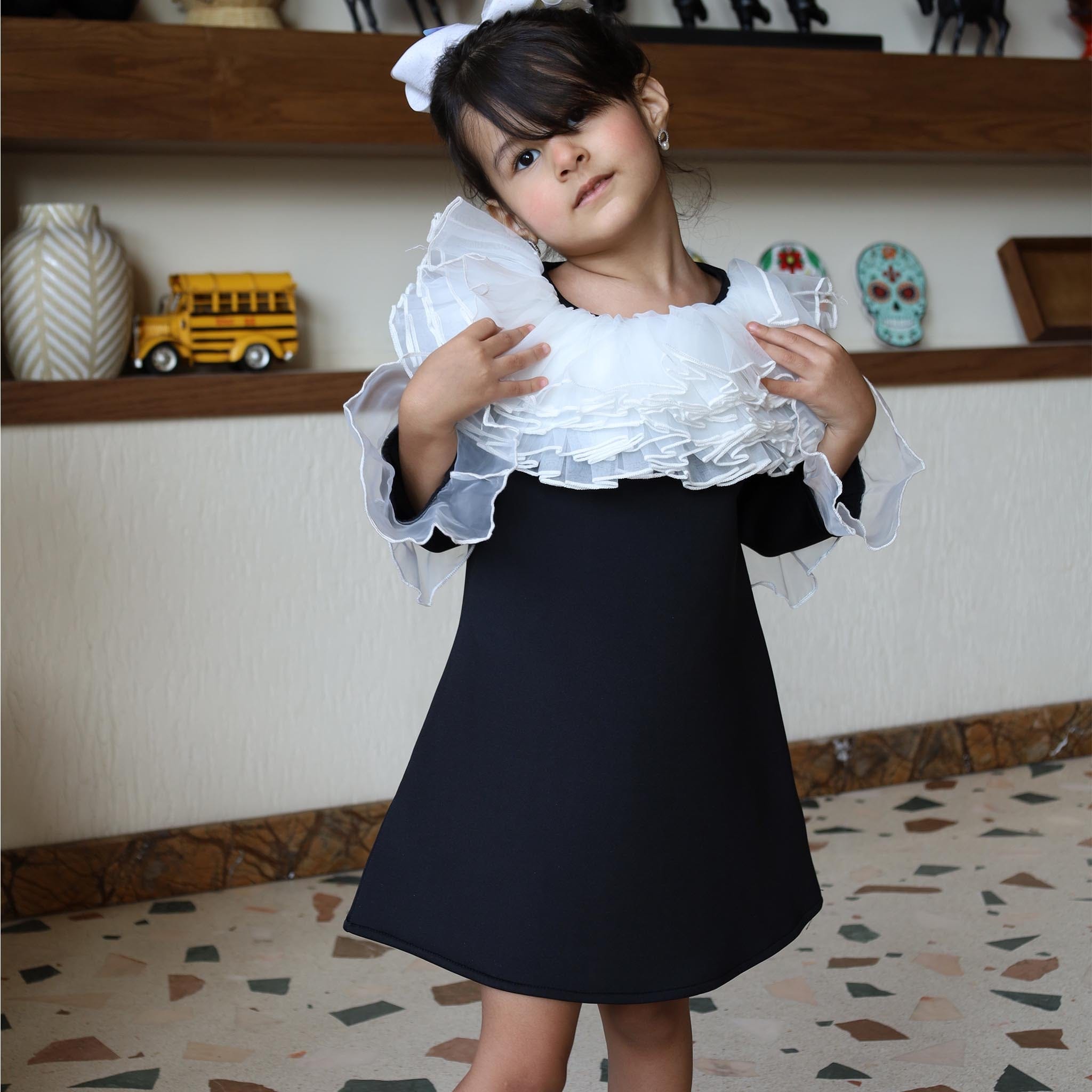 Girls Black Vintage Ruffle Dress Girls Black Vintage Ruffle Dress