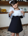 girls black vintage ruffle dress French inspired occasion wear