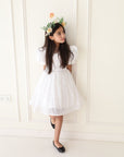 little bedouin girl  occasion dress in white, فساتين اطفال فخمه ،  