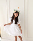 little bedouin girl occasion dress in white, فساتين اطفال فخمه ،
