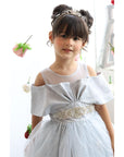 luxury Gray wedding occasion girl dress فستان اعراس للاطفال