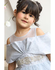 luxury Gray wedding occasion girl dress فستان اعراس للاطفال