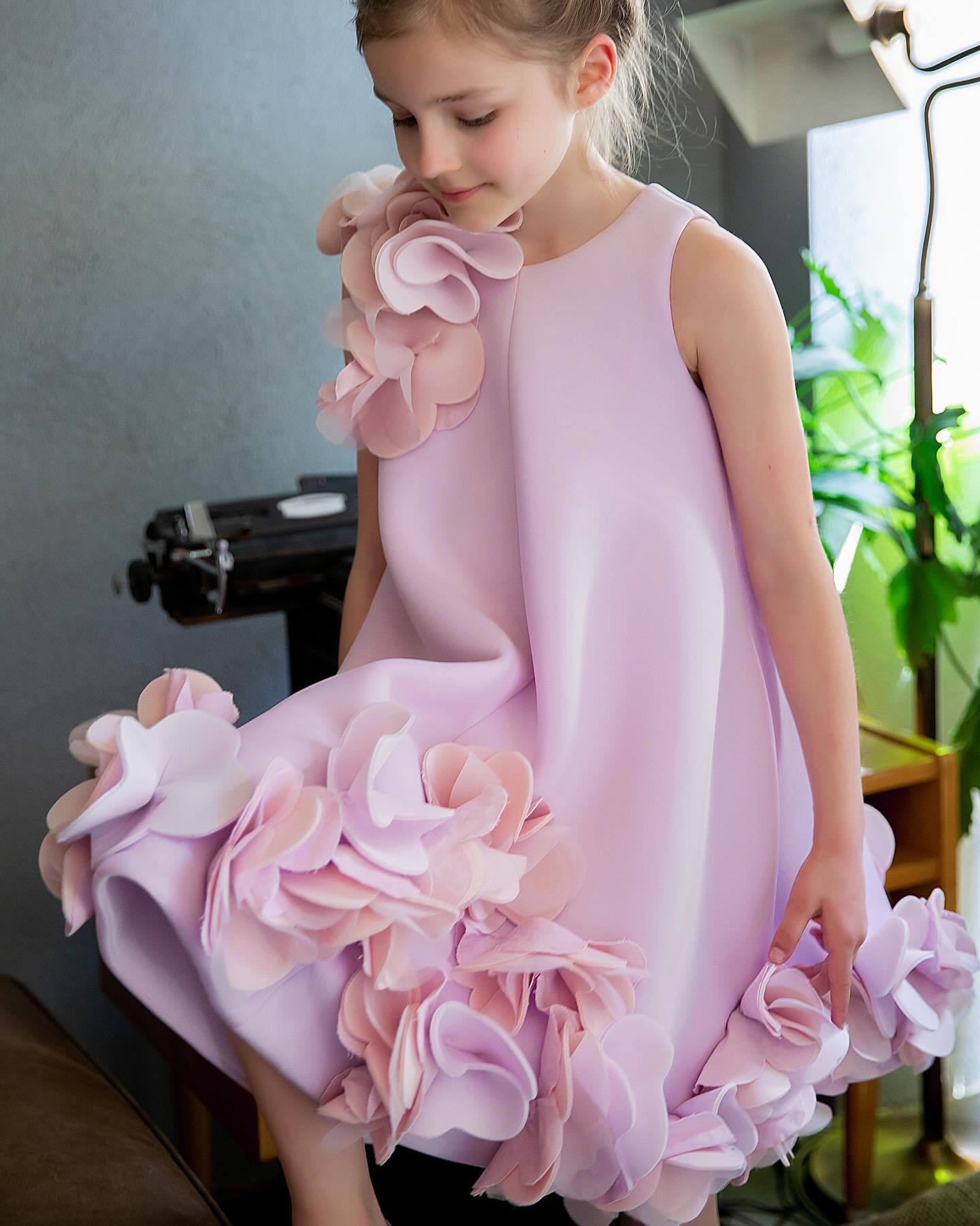 luxury flower girl dress Luxury Lilac Flower Girl Dress Arabic Princess Kids Wedding Birthday Party Gowns vestidos de novia J083 Lilac / child-12